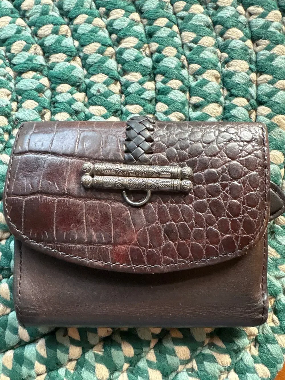 Brighton Vintage Leather Croc Wallet